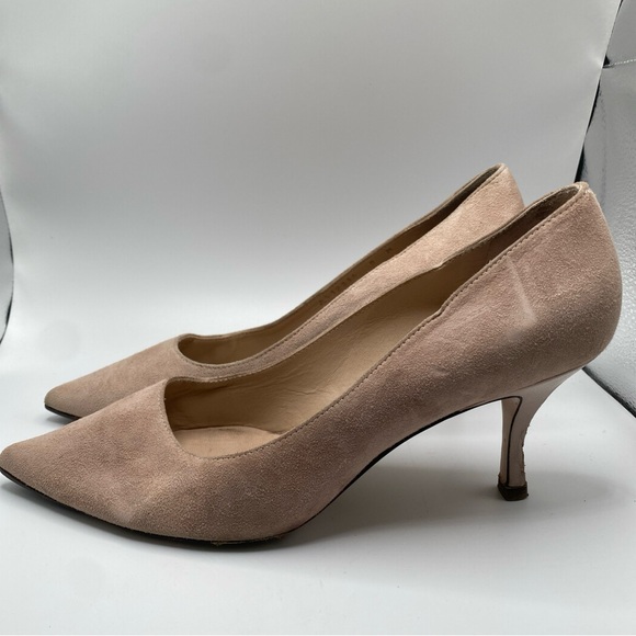 Stuart Weitzman Nude Suede Leather kitten Heels - Picture 2 of 6
